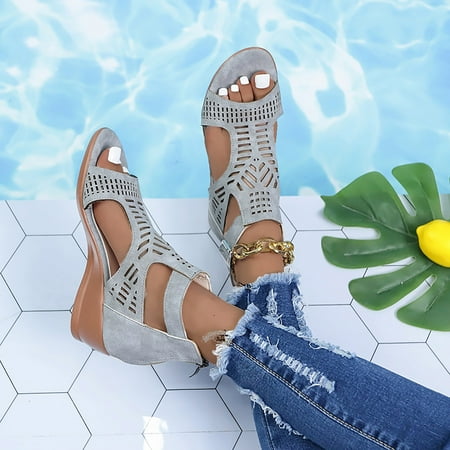 Sandals For Women Ladies Fashion Peep Toe Causal Shoes Hollow Out Wedges Sandals Grey 9(40)
Sandals For Women Ladies Fashion Peep Toe Causal Shoes Hollow Out Wedges Sandals Grey 9(40)