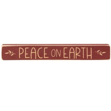CWI Gifts Peace on Earth Engraved Block 12 Barn Red