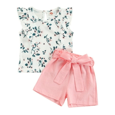 Sunisery Newborn Baby Girls Summer Clothes Flower Ruffle Fly Sleeve T-shirt Solid Color Shorts Outfits Set Pink 4-5 Years
Sunisery Newborn Baby Girls Summer Clothes Flower Ruffle Fly Sleeve T-shirt Solid Color Shorts Outfits Set Pink 4-5 Years