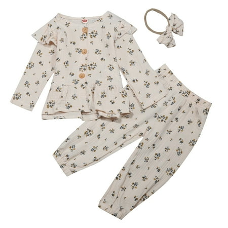 KDFJPTH Outfits For Toddler Baby Girl Cotton Button Down Long Sleeve Ruffle Tops Pants Headband 3Pcs Clothes Set
KDFJPTH Outfits For Toddler Baby Girl Cotton Button Down Long Sleeve Ruffle Tops Pants Headband 3Pcs Clothes Set