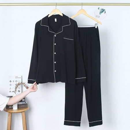 FITORON Mens Pajama Sets- Men Casual Solid Cardigan Long Sleeves Sleepwear Tops and Pants Turndown Suit Black XL
FITORON Mens Pajama Sets- Men Casual Solid Cardigan Long Sleeves Sleepwear Tops and Pants Turndown Suit Black XL
