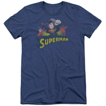 Justice League Superman Rough Distress Mens Tri-Blend Short Sleeve Shirt