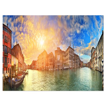 DESIGN ART Grand Canal Venice Panorama - Cityscape Glossy Metal Wall Art