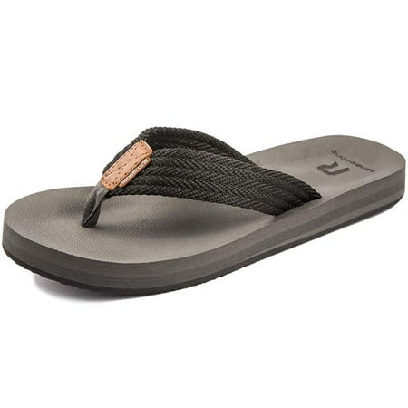 Men s Flip Flop Classic Shockproof Sandals Black Grey Size 10