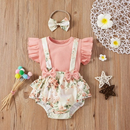 Zukuco Baby Girls Summer Outfit Short Sleeve Floral Bodysuit Tops Suspender Shorts Newborn Baby Clothes Set
Zukuco Baby Girls Summer Outfit Short Sleeve Floral Bodysuit Tops Suspender Shorts Newborn Baby Clothes Set