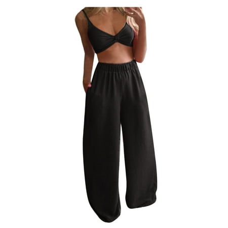 Tangnade the Lingerie Women Casual Solid Sleeveless Camis Tops+Long Pants 2 Piece Set Black XL
Tangnade the Lingerie Women Casual Solid Sleeveless Camis Tops+Long Pants 2 Piece Set Black XL