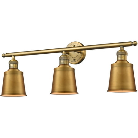 Brushed Brass Tone Bathroom Vanity 32 Wide Steel/Cast Brass Medium Base 3 Light Fixture 
Brushed Brass Tone Bathroom Vanity 32 Wide Steel/Cast Brass Medium Base 3 Light Fixture