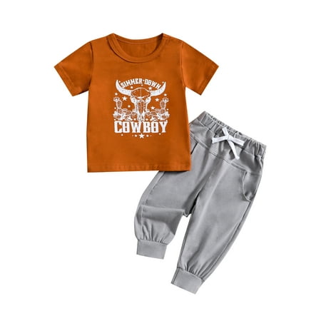 Imcute Toddler Baby Boy Western Outfits Cow Print Short Sleeve T-Shirt Jogger Sweatpants Set
Imcute Toddler Baby Boy Western Outfits Cow Print Short Sleeve T-Shirt Jogger Sweatpants Set