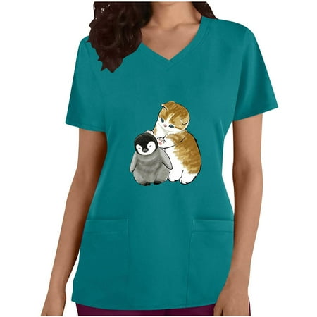 JGGSPWM Women s Scrub Tops Working Uniform T-shirts Cat Graphic Blouse Nurse Medical Animal Print V Neck Short Sleeve Tees Light Blue XL
JGGSPWM Women s Scrub Tops Working Uniform T-shirts Cat Graphic Blouse Nurse Medical Animal Print V Neck Short Sleeve Tees Light Blue XL