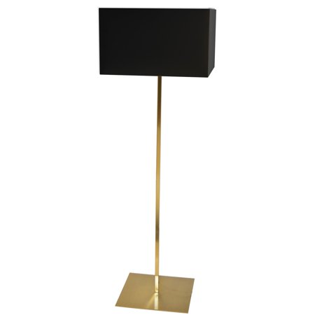 Dainolite 1LT Square Floor Lamp w/ Black Shade Aged Brass