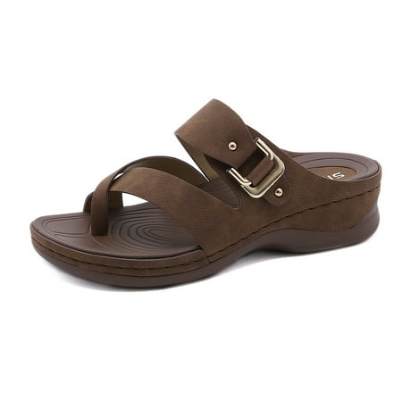 OMILAIY Women s Slides Sandals Casual Comfort Wedge Sandals For Women Brown Size 5.5
OMILAIY Women s Slides Sandals Casual Comfort Wedge Sandals For Women Brown Size 5.5