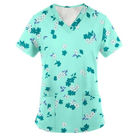 Danhjin Womens Nursing Scrub Tops Printed Working Uniform Short Sleeve V-Neck Workwear Blouse T-shirt with Pockets Womens Scrubs - Summer Savings Clearance
Danhjin Womens Nursing Scrub Tops Printed Working Uniform Short Sleeve V-Neck Workwear Blouse T-shirt with Pockets Womens Scrubs - Summer Savings Clearance