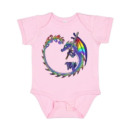Inktastic Rainbow Dragon with Sword Gift Baby Boy or Baby Girl Bodysuit