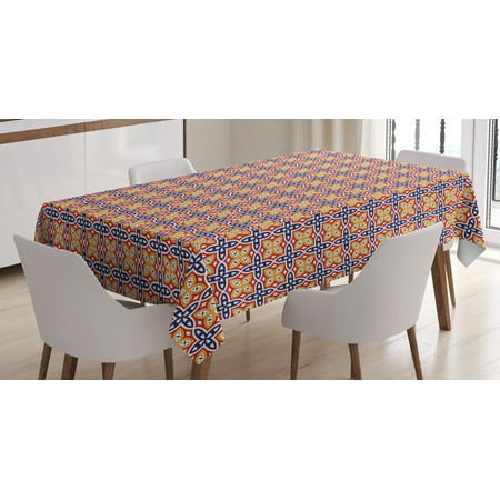 Yellow and Blue Tablecloth Colorful Grid Flower Pattern Ornamental Medieval Ethnic Eastern Design Rectangular Table Cover for Dining Room Kitchen 60 X 90 Inches Multicolor by Ambesonne
Yellow and Blue Tablecloth Colorful Grid Flower Pattern Ornamental Medieval Ethnic Eastern Design Rectangular Table Cover for Dining Room Kitchen 60 X 90 Inches Multicolor by Ambesonne