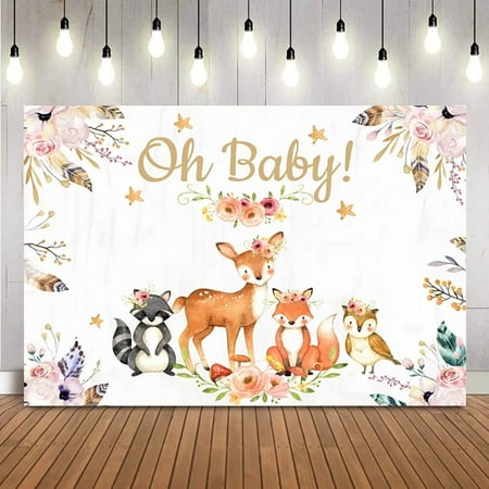 

Oh baby shower tło zwierzęta safari dżungla dekoracja urodzinowa tło dla noworodka prysznic foto budka tła