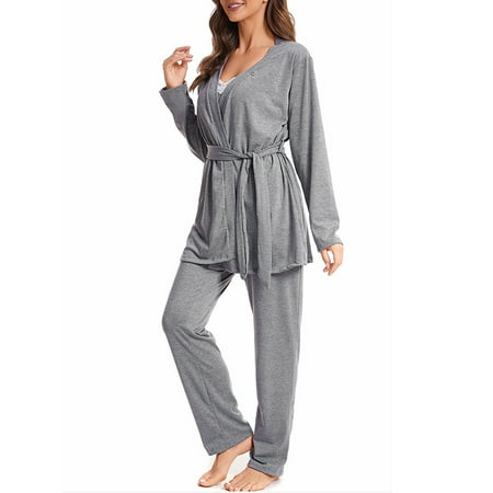 Suealasg 3PCS Women Fall Loungewear Sleepwear Outfits Clothes Lace Patchwork Cami Tops + Pants + Robe Set XXL
Suealasg 3PCS Women Fall Loungewear Sleepwear Outfits Clothes Lace Patchwork Cami Tops + Pants + Robe Set XXL