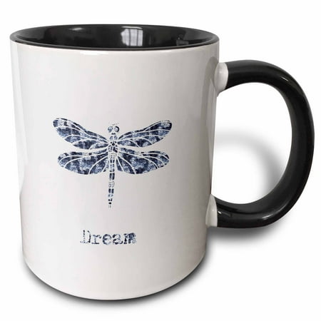 3dRose Dream Dragonfly - Two Tone Black Mug 11-ounce