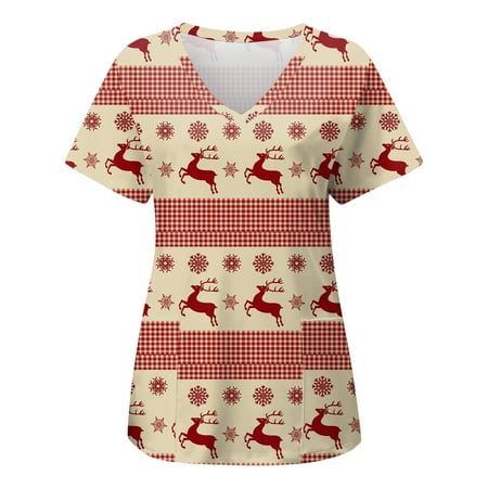TAIAOJING Scrubs for Women Workwear Christmas Santa Short Sleeve V Neck Printed Top Nurses Working T Shirts Blouse With Pockets
TAIAOJING Scrubs for Women Workwear Christmas Santa Short Sleeve V Neck Printed Top Nurses Working T Shirts Blouse With Pockets