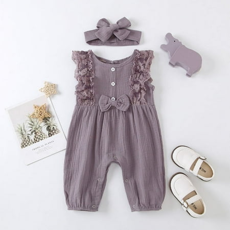 Esho 2Pcs Baby Girls Sleeveless One-piece Rompers With Headband Baby Summer Jumpsuits Clothes 0-24 Months
Esho 2Pcs Baby Girls Sleeveless One-piece Rompers With Headband Baby Summer Jumpsuits Clothes 0-24 Months