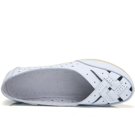 Women‘s Flat Shoes Hollow Out Beanie Shoes Slip-on Faux Leather Loafers