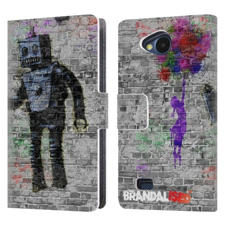 OFFICIAL BRANDALISED BANKSY COLOURED ART LEATHER BOOK WALLET CASE COVER FOR LG PHONES 2