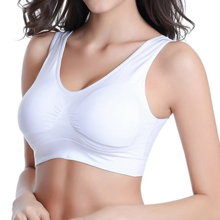 

NECHOLOGY Wireless Push Up Bras For Women Women s Full Figure No Bounce Plus Size Camisole Wirefree Back Close Sports Bra White 5X-Large
