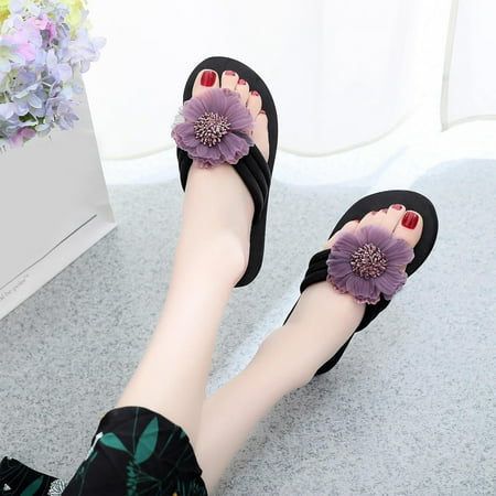 Women Slippers Flower Beach Ladies Slippers Flip Flops Beach Shoes Sandals Slippers