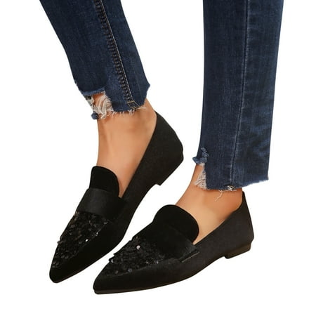 YODETEY Women s Single Shoes Soft Soled Comfy Flat Shoes French Pointed Toe Sneakers High-end Temperament Silver Sequins Single Shoes Black
YODETEY Women s Single Shoes Soft Soled Comfy Flat Shoes French Pointed Toe Sneakers High-end Temperament Silver Sequins Single Shoes Black