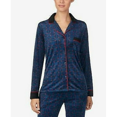 DKNY Notch-Collar Pajama Top Title: XL/Blue