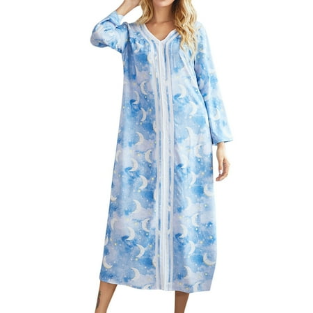 Women Nightgown Long Sleeve Loungewear V Neck Pullover Sleepshirt Moons and Stars Print Pajamas Lightweight Housecoat Full Length Sleepwear S-XXL
Women Nightgown Long Sleeve Loungewear V Neck Pullover Sleepshirt Moons and Stars Print Pajamas Lightweight Housecoat Full Length Sleepwear S-XXL
