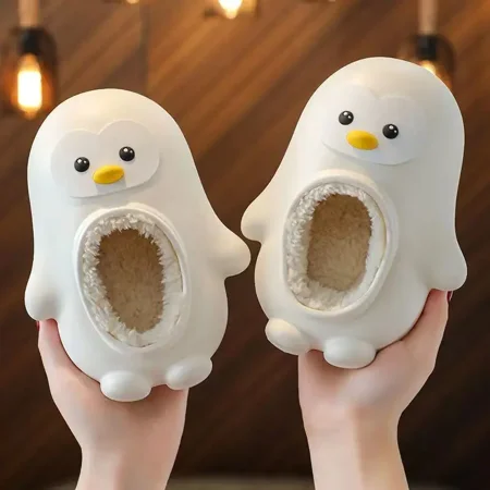 Autumn Winter Kids Warm Waterproof Non-slip Cute Penguin Slippers Home Shoes