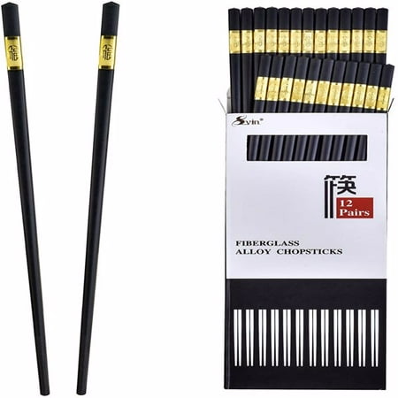 Wulawindy 12 Pairs Fiberglass Chopsticks - Reusable Chopsticks Dishwasher Safe Chinese Japanese Korean Chop sticks Non-Slip 9 1/2 inches Durable Chopsticks with Case - Gold
Wulawindy 12 Pairs Fiberglass Chopsticks - Reusable Chopsticks Dishwasher Safe Chinese Japanese Korean Chop sticks Non-Slip 9 1/2 inches Durable Chopsticks with Case - Gold