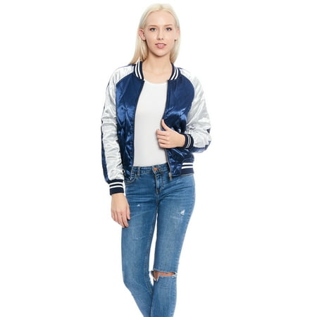 Women's Quilted Two-Tone Lightweight Bomber Jacket