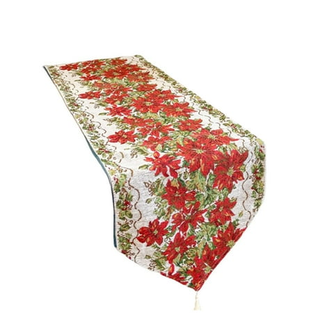 MGStore Christmas Table Runner Seasonal Super Soft Anti-pilling Washable Tear Resistant Heat Insulation Polyester Cotton Xmas Party Winter Dining Table Runner for Kitchen