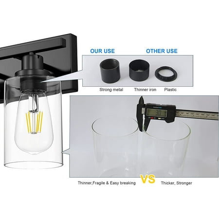 DTLYH 6-Light Black Vanity Light Brushed Nickel Finish Socket Bathroom Lighting with Clear Glass Shade Modern Wall Light Fixtures for Bathroom Dressing Table Bedroom Vanity Table Kitchen
DTLYH 6-Light Black Vanity Light Brushed Nickel Finish Socket Bathroom Lighting with Clear Glass Shade Modern Wall Light Fixtures for Bathroom Dressing Table Bedroom Vanity Table Kitchen