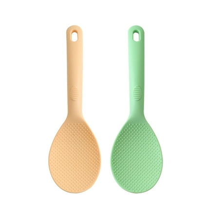 BESTONZON 2pcs Portable Rice Spoons Long Handle Rice Scoops for Home Kitchen Gadgets