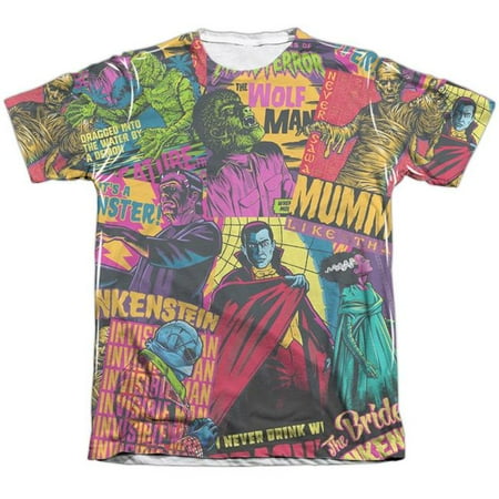 Trevco Sportswear UNI1290-ATPC-6 Universal Monsters & Poster Mash-Adult Poly & Cotton Short Sleeve Tee, White - 3X