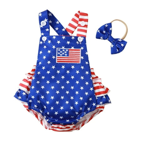 GEZHEN Baby and Toddler 4 Of July Printed Sling Romper Infant Girls Fly Independence Day Striped Star Prints Ruffles Romper Newborn Bodysuits Headbands Set
GEZHEN Baby and Toddler 4 Of July Printed Sling Romper Infant Girls Fly Independence Day Striped Star Prints Ruffles Romper Newborn Bodysuits Headbands Set