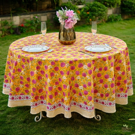 Tangerine Orange and Bubblegum Pink Indian Floral Design Hand Block Printed Cotton Round Tablecloth Wedding Event Party Home Restaurant Gift
Tangerine Orange and Bubblegum Pink Indian Floral Design Hand Block Printed Cotton Round Tablecloth Wedding Event Party Home Restaurant Gift