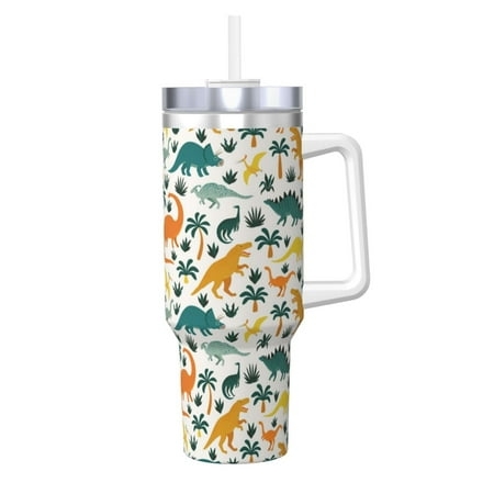 Cauagu Dinosaurs and Tropical Leaves Print Stainless Steel Vacuum Insulated Tumbler 40oz Water Bottle with Handle & Flip Straw Reusable Travel Coffee Mug for Women & Men 
Cauagu Dinosaurs and Tropical Leaves Print Stainless Steel Vacuum Insulated Tumbler 40oz Water Bottle with Handle & Flip Straw Reusable Travel Coffee Mug for Women & Men