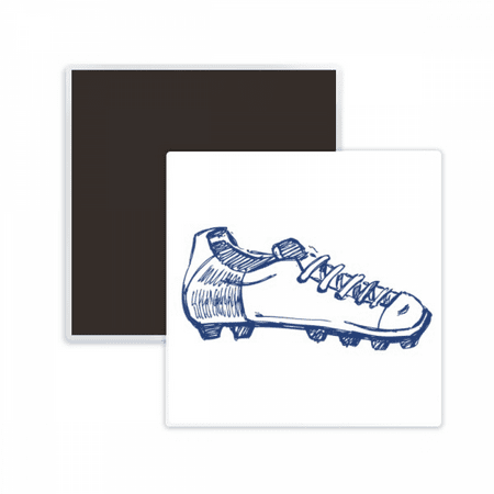 Cartoon Football Shoes Blue Pattern Square Ceracs Fridge Magnet Keepsake Memento