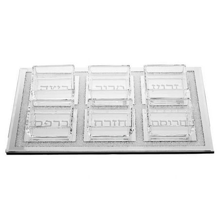 Legacy Fine Gifts & Judaica 836 15 x 11 in. Seder Plate with Glass Rectangular