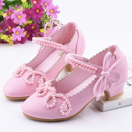 kpoplk Toddler Girl Sandals Performance Dance Shoes For Girls Childrens Shoes Pearl Rhinestones Shining Toddler Sandals Girl(Pink)