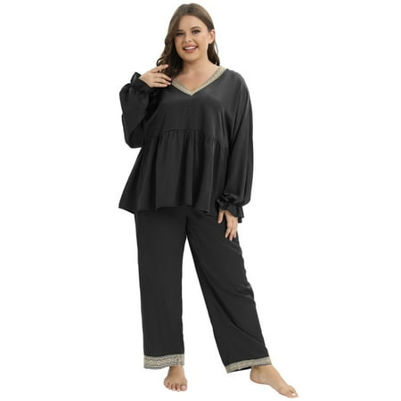 Women s Plus Size Pajamas Sets Long Sleeve Pleated Front Tops with Pants Soft Sleepwear Loungewear Pjs Sets
Women s Plus Size Pajamas Sets Long Sleeve Pleated Front Tops with Pants Soft Sleepwear Loungewear Pjs Sets