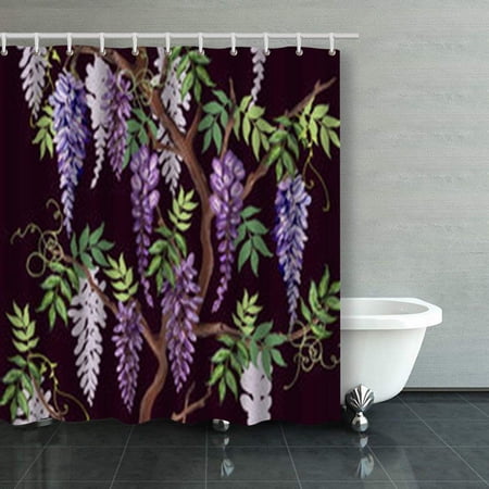 ARTJIA Beautiful Seamless Floral Summer Pattern Wisteria Shower Curtains Bathroom Curtain 66x72 Inch