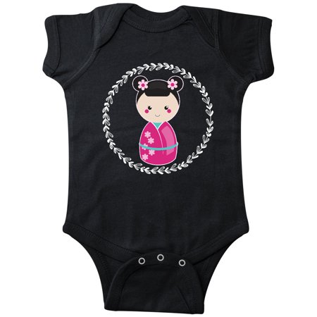 Inktastic Girls Pink Kokeshi Doll Cute Gift Baby Girl Bodysuit