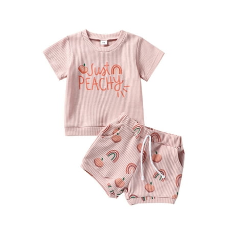 Wassery Newborn Baby Girls Summer Outfit Sets 0-24M Infant Pink Short Sleeve Letter T-shirt Tops Peach Rainbow Drawstring Shorts
Wassery Newborn Baby Girls Summer Outfit Sets 0-24M Infant Pink Short Sleeve Letter T-shirt Tops Peach Rainbow Drawstring Shorts