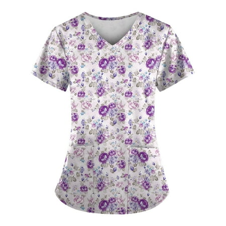 TKing Fashion Women Plus Size Scrubs Top V-Neck Short Sleeve Solid Color Pockets Work Blouse for Women Purple M
TKing Fashion Women Plus Size Scrubs Top V-Neck Short Sleeve Solid Color Pockets Work Blouse for Women Purple M