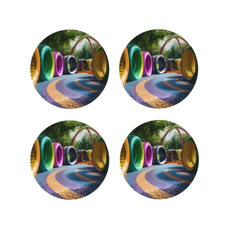 Drink Coasters Set of 4 Colorful Tire Tunnel Park Leather Coasters for Coffee Table Protector Heat Resistant Cute Coasters for Home Decor Housewarming Gifts Bar Kitchen 4 Inch Round Shape
Drink Coasters Set of 4 Colorful Tire Tunnel Park Leather Coasters for Coffee Table Protector Heat Resistant Cute Coasters for Home Decor Housewarming Gifts Bar Kitchen 4 Inch Round Shape