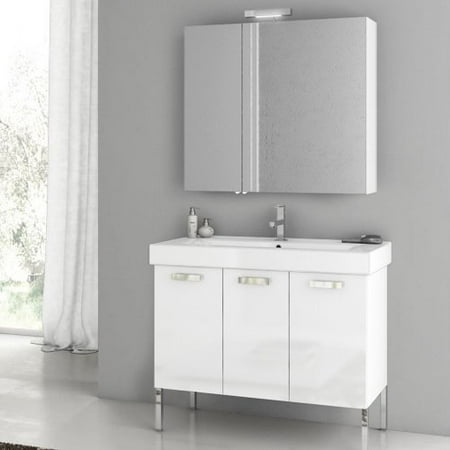 ACF by Nameeks ACF C09-GW Cubical 37-in. Single Bathroom Vanity Set - Glossy White
